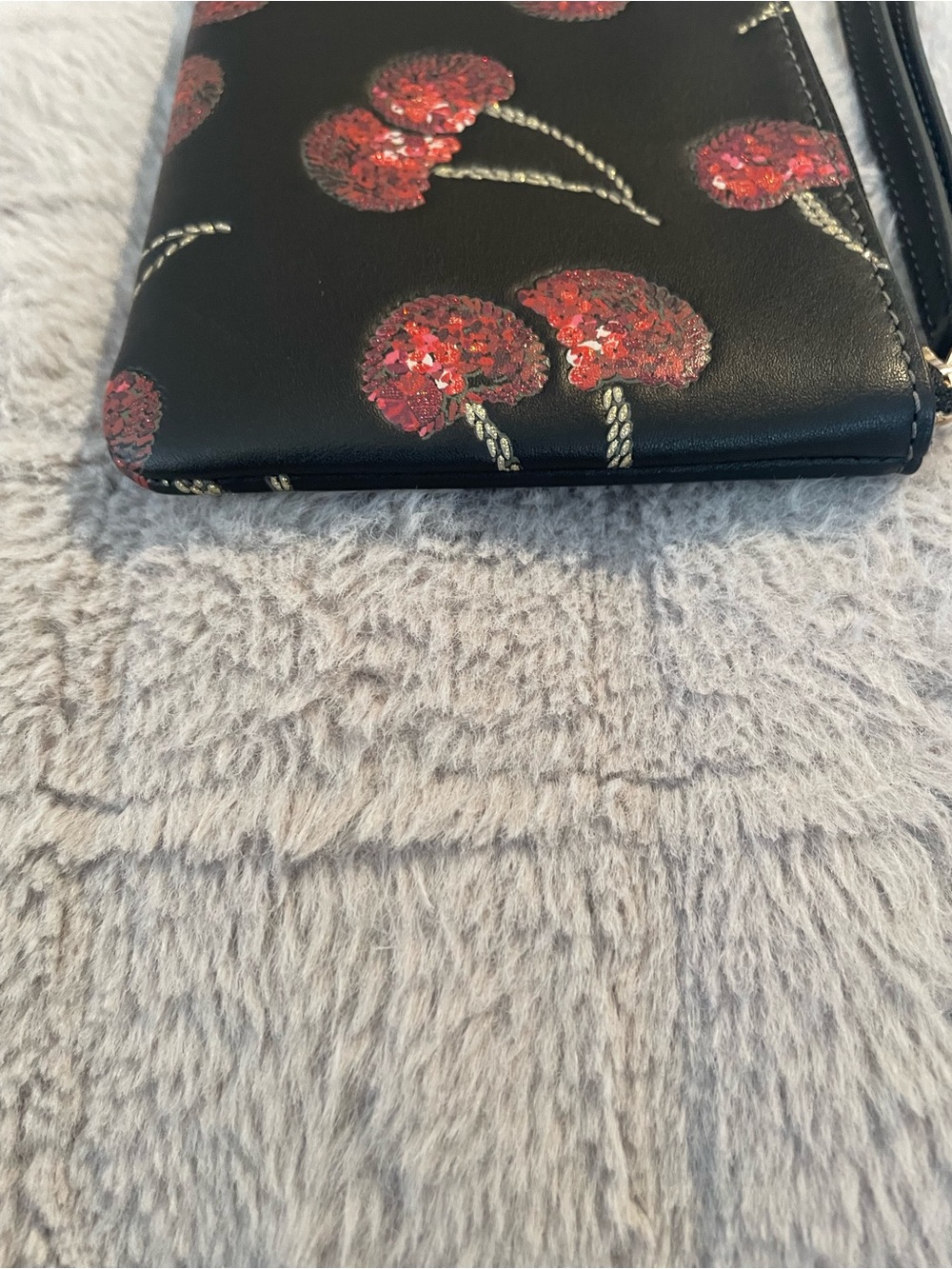 COACH Black Sequin Cherry Wristlet - Picture 5 of 8
